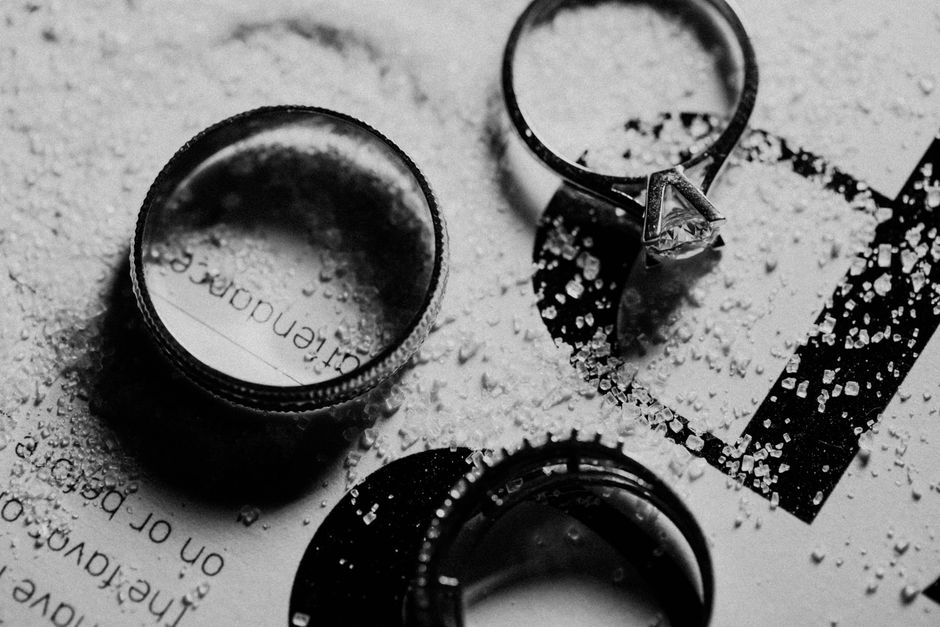 Macro shot of wedding rings